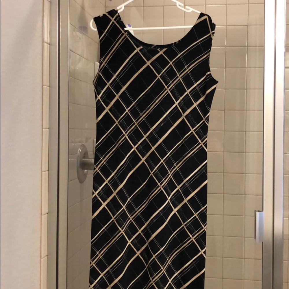 Cute plaid striped stretch sleeveless maxi dress